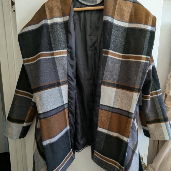 CHICWISH Women's Shawl Collar Wool Blend Coat, Neutral, XL,EUC - Picture 2 of 4